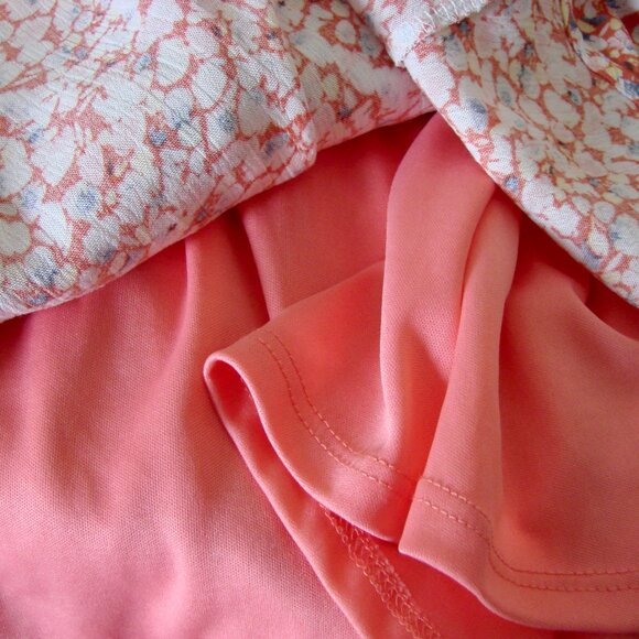 Pink Floral Mini Dress Peach Love California Sleeveless Ruffles Wedding  Small - Picture 13 of 13